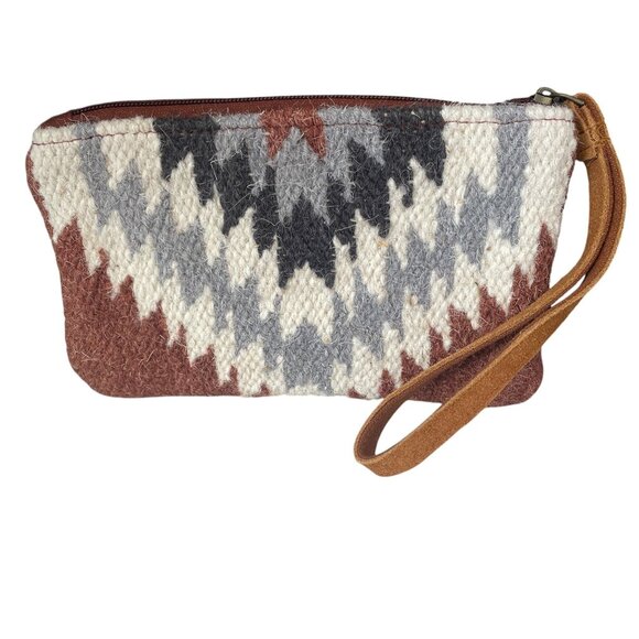 Panache Apparel Wool Clutch Wristlet Tribal Pattern Southwest Boho Zipper Bag - Picture 6 of 7